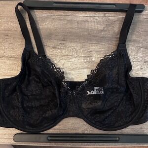 Wacoal Women Underwire Bra 42DD Black Floral Lace Mesh Full Coverage Support